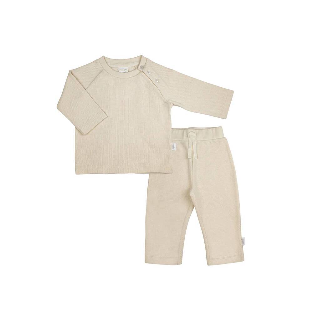 NEW PATY kid's waffle knit set in oatmeal